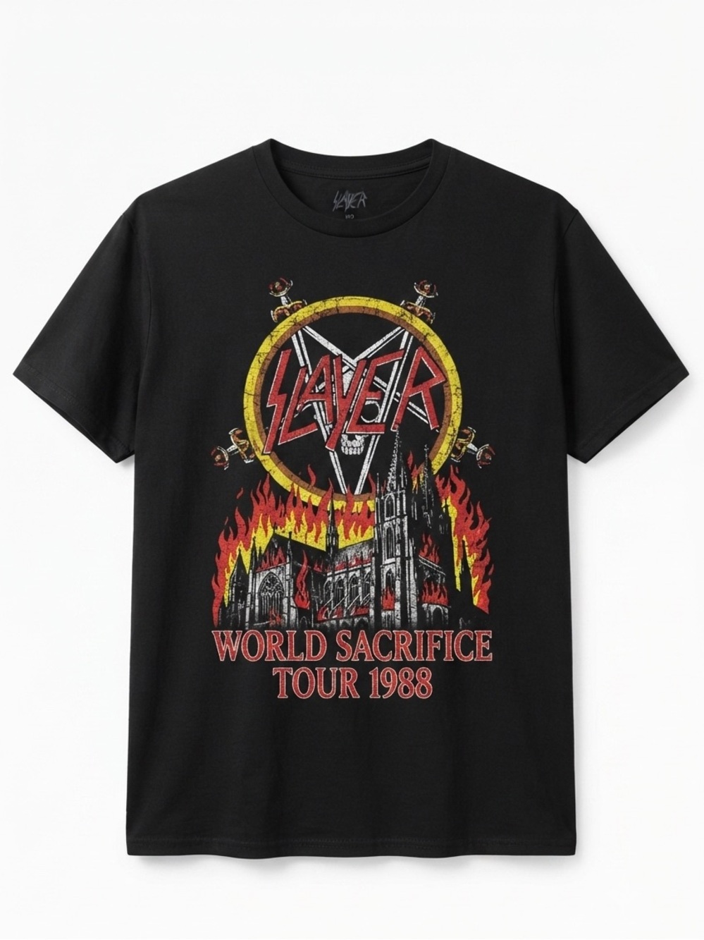 Slayer World Sacrifice Tour 1988 Band T-Shirt Mens M Black Thrash Metal Graphic